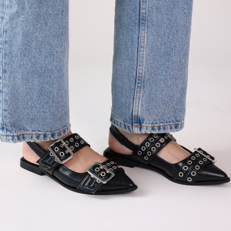 Nora Double  Buckle Flats